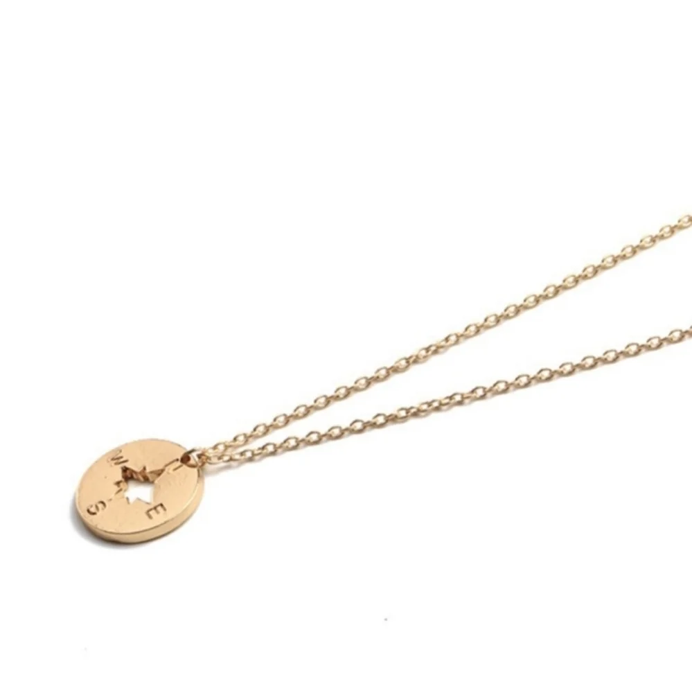 NEW‎ Gold Compass Charm Necklace